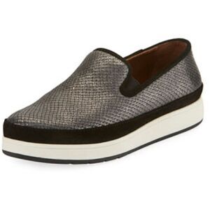 Donald J Pliner Mickey Metallic Sparkle Faux Snakeskin Slip On Sneaker Loafers